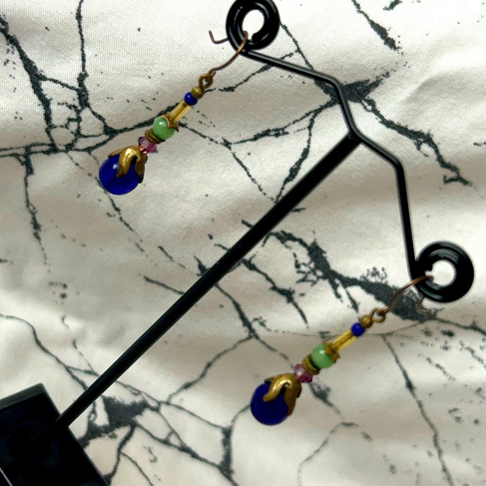 Multi colored beaded drop earrings